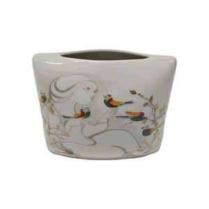Vintage 1970s Rosenthal Porcelain Vase Female with Birds by Bjorn Wiinblad